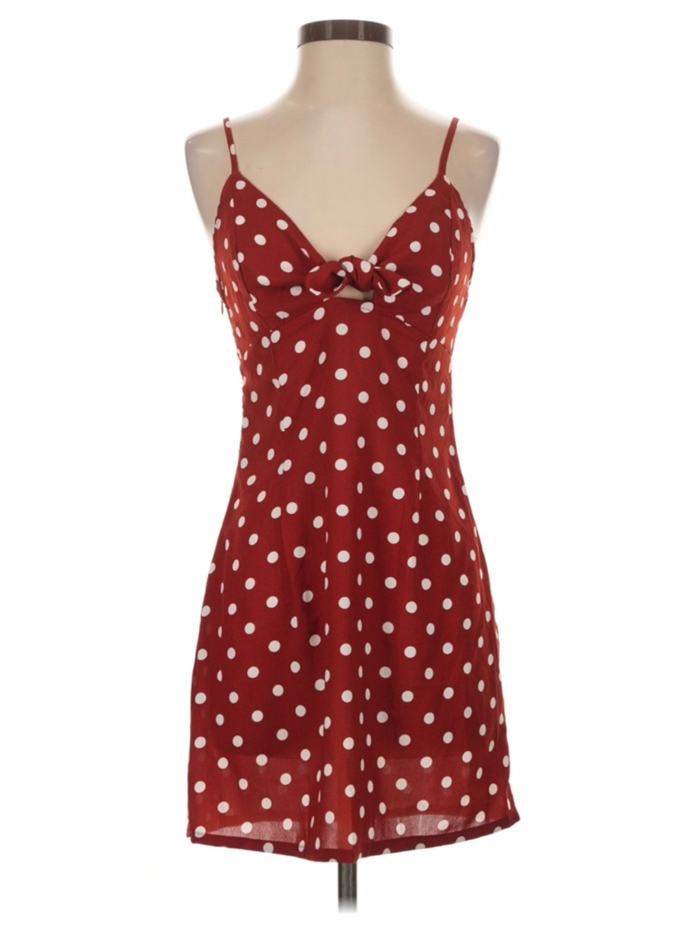 Nasty Gal Red & White Polka Dot Tie-Front Dress